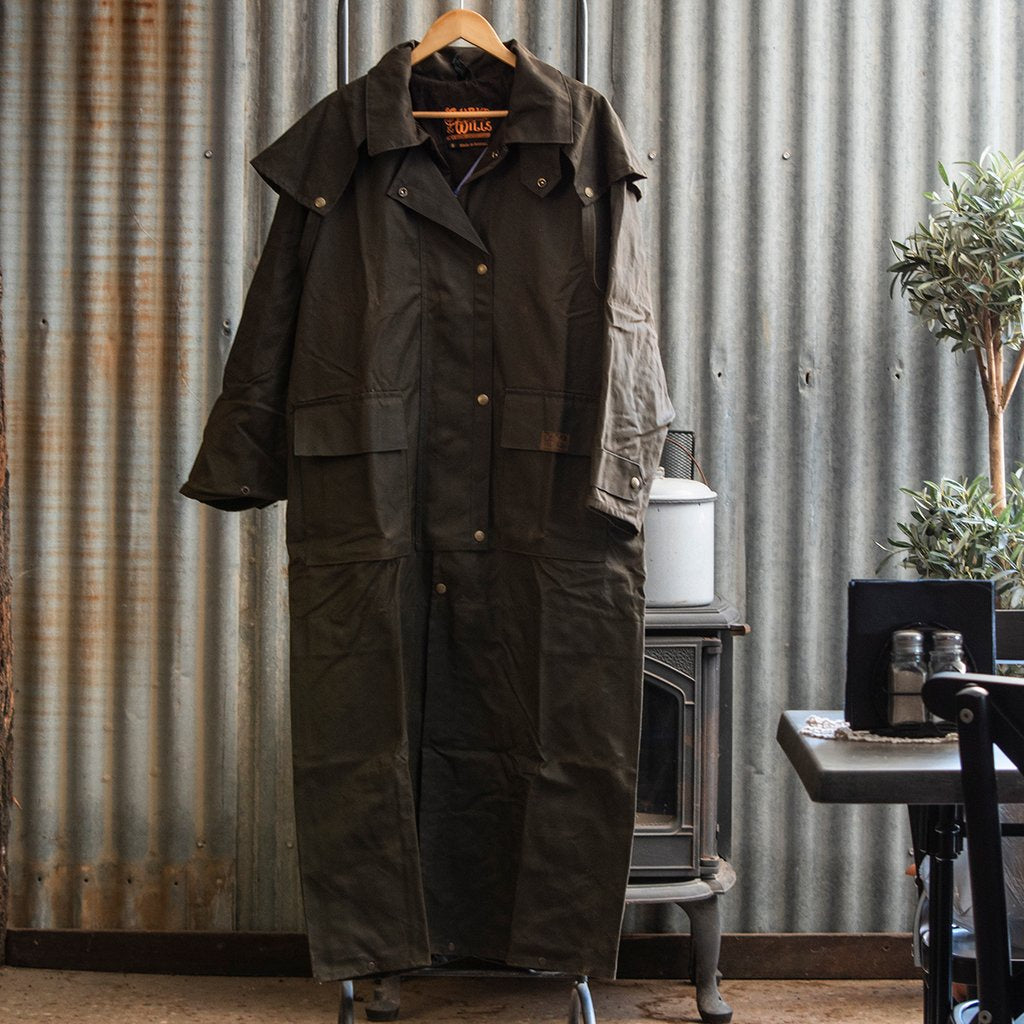 Burke and Wills. Balranald Long Full Length Oilskin Coat