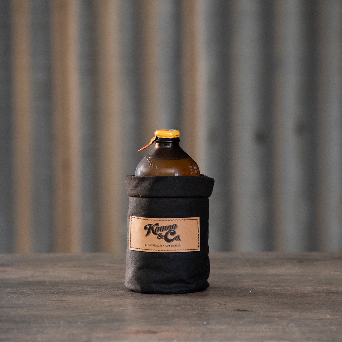 Kinnon and Co branded Oilskin Can Cooler