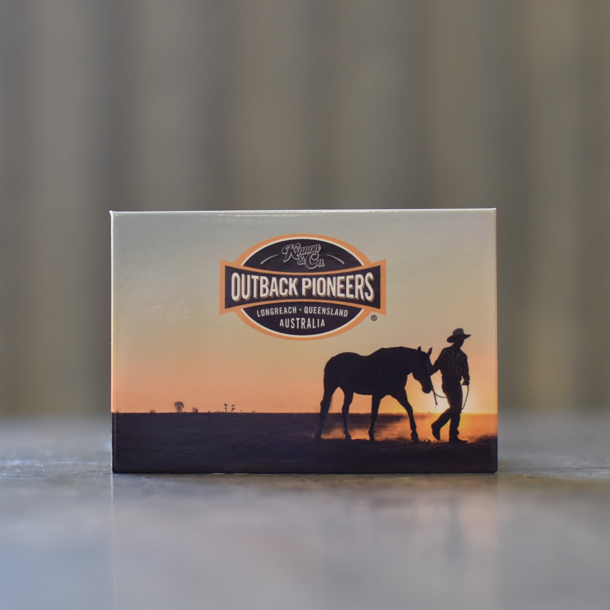 Outback Pioneers Magnet. Lane Kinnon and Horse at Sunset