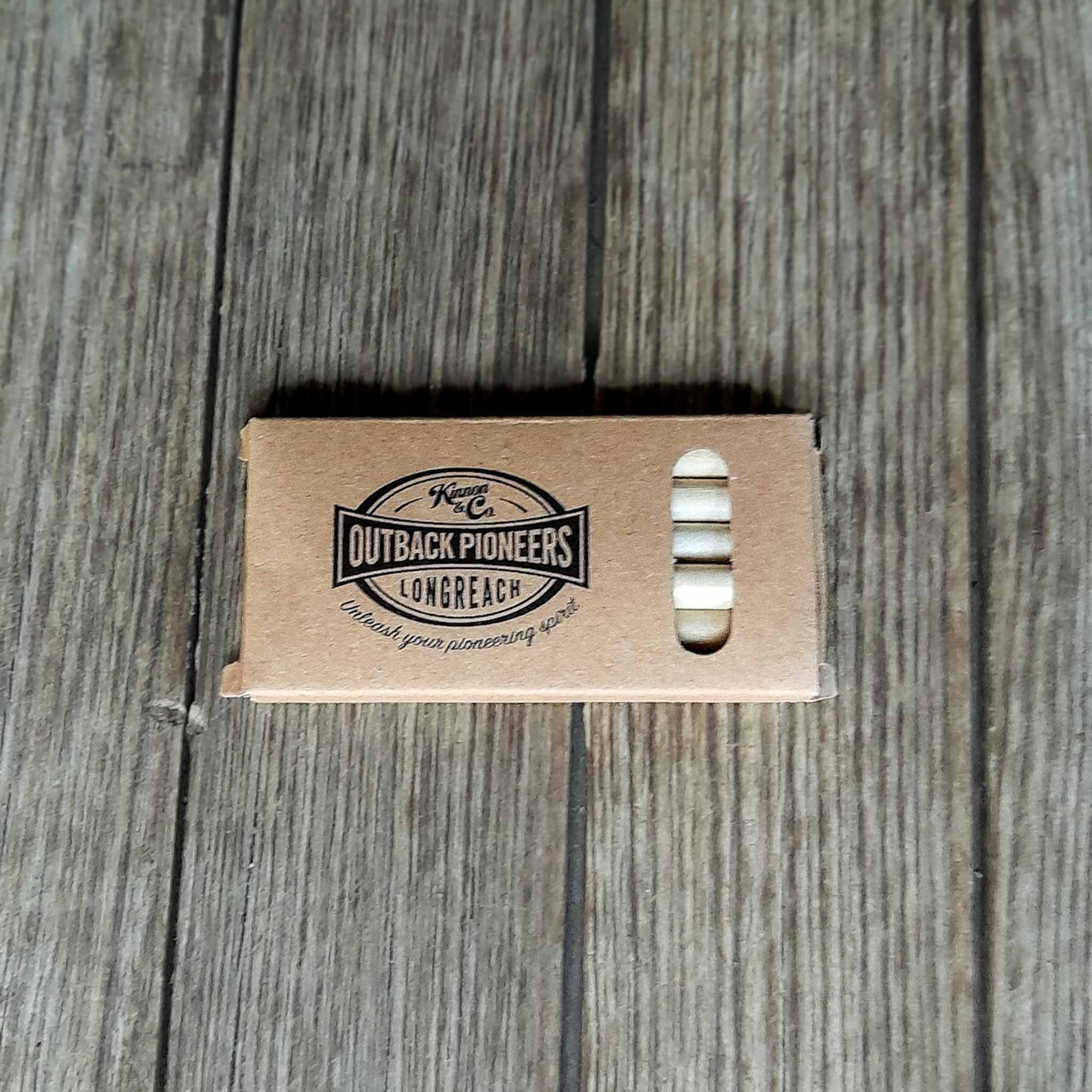 Outback Pioneers branded Coloured Pencil 6 Pack in cardboard box.