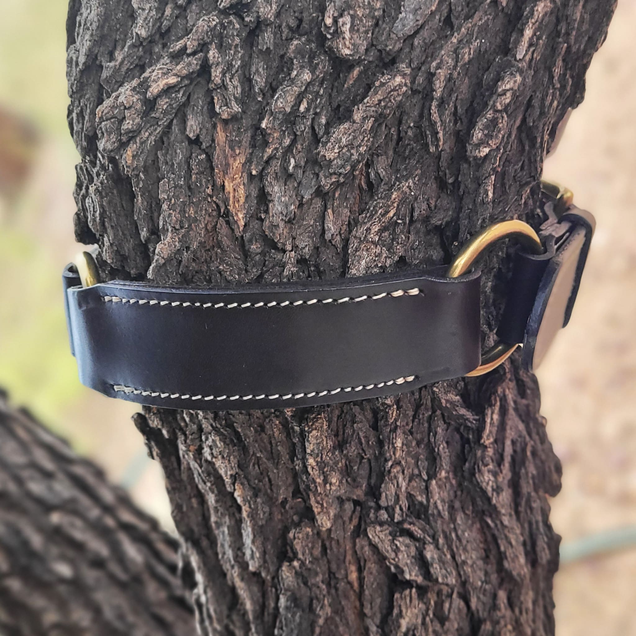 Kinnon and Co cognac hobble belt with brass buckle and rings