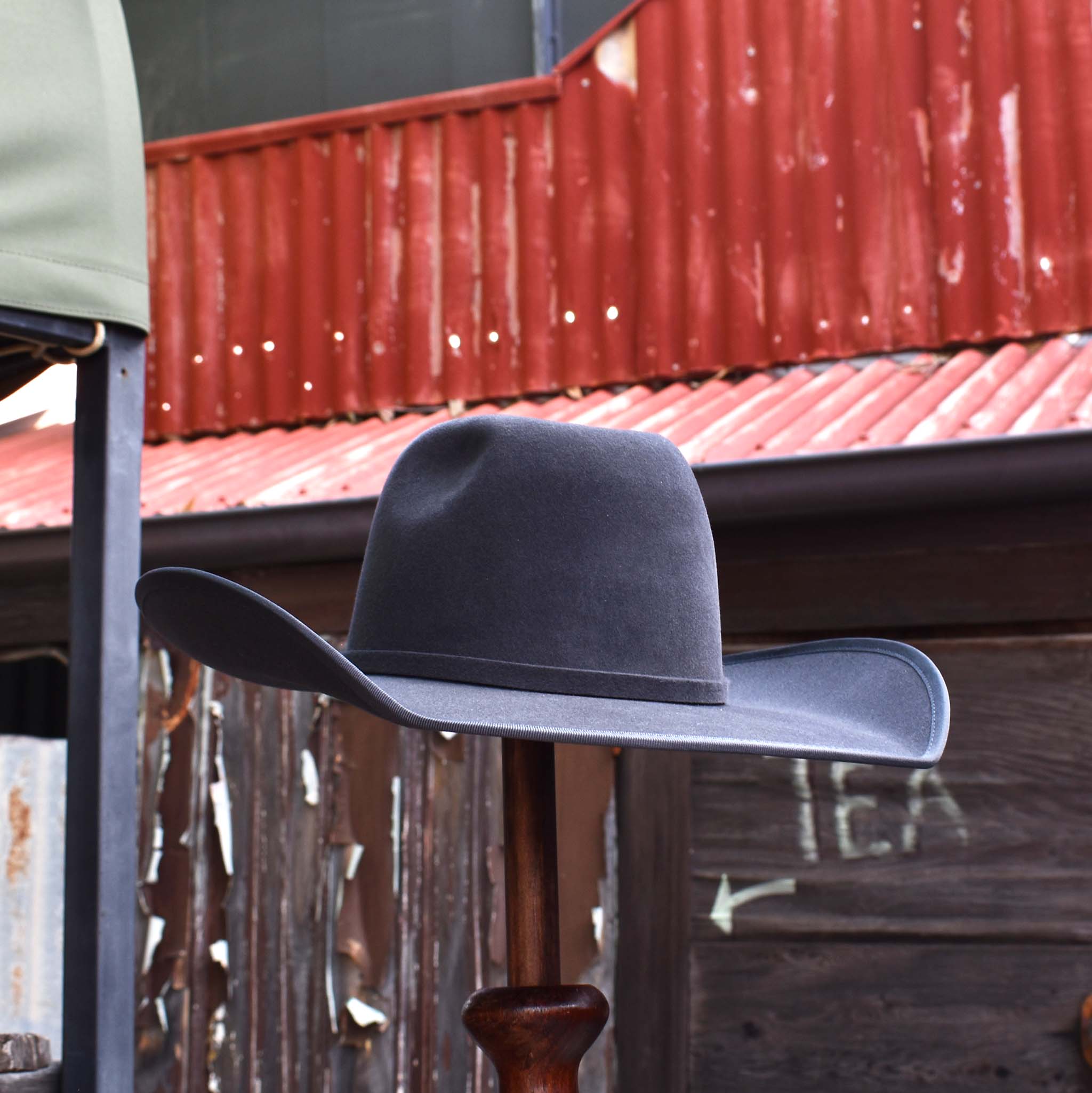 Fur Felt Hat Charcoal Colour Bound with ribbon to match