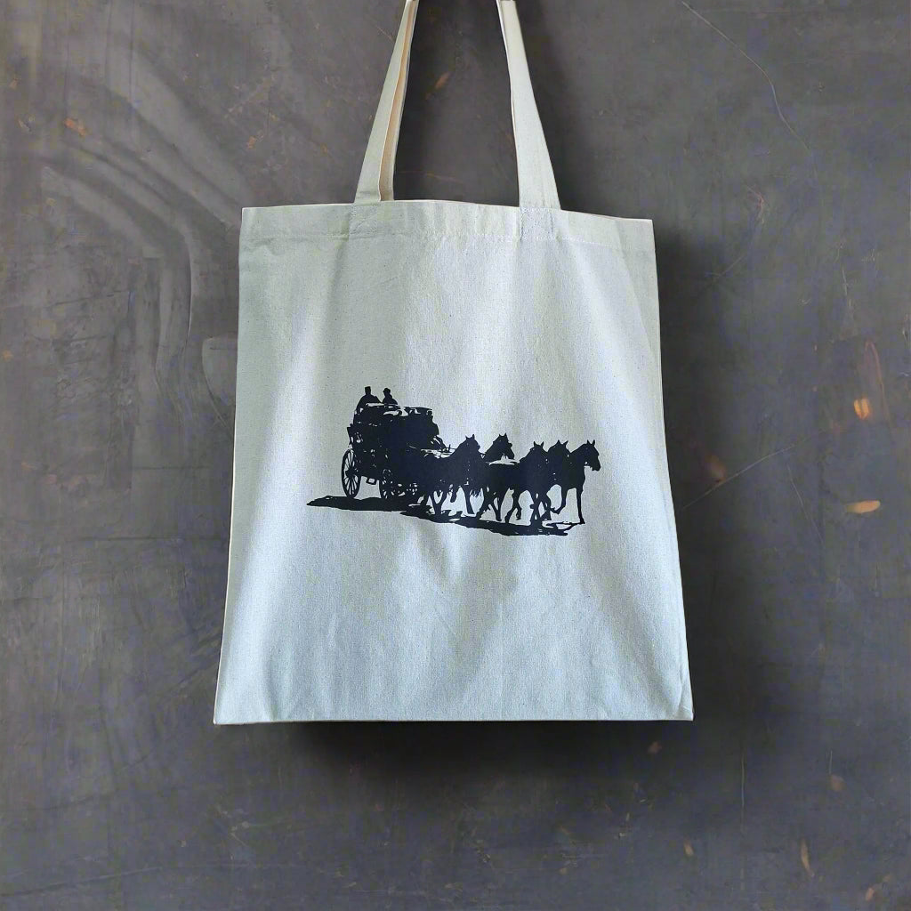 Calico Bag 38x42cm featuring the Outback Pioneers Cobb and Co Stagecoach