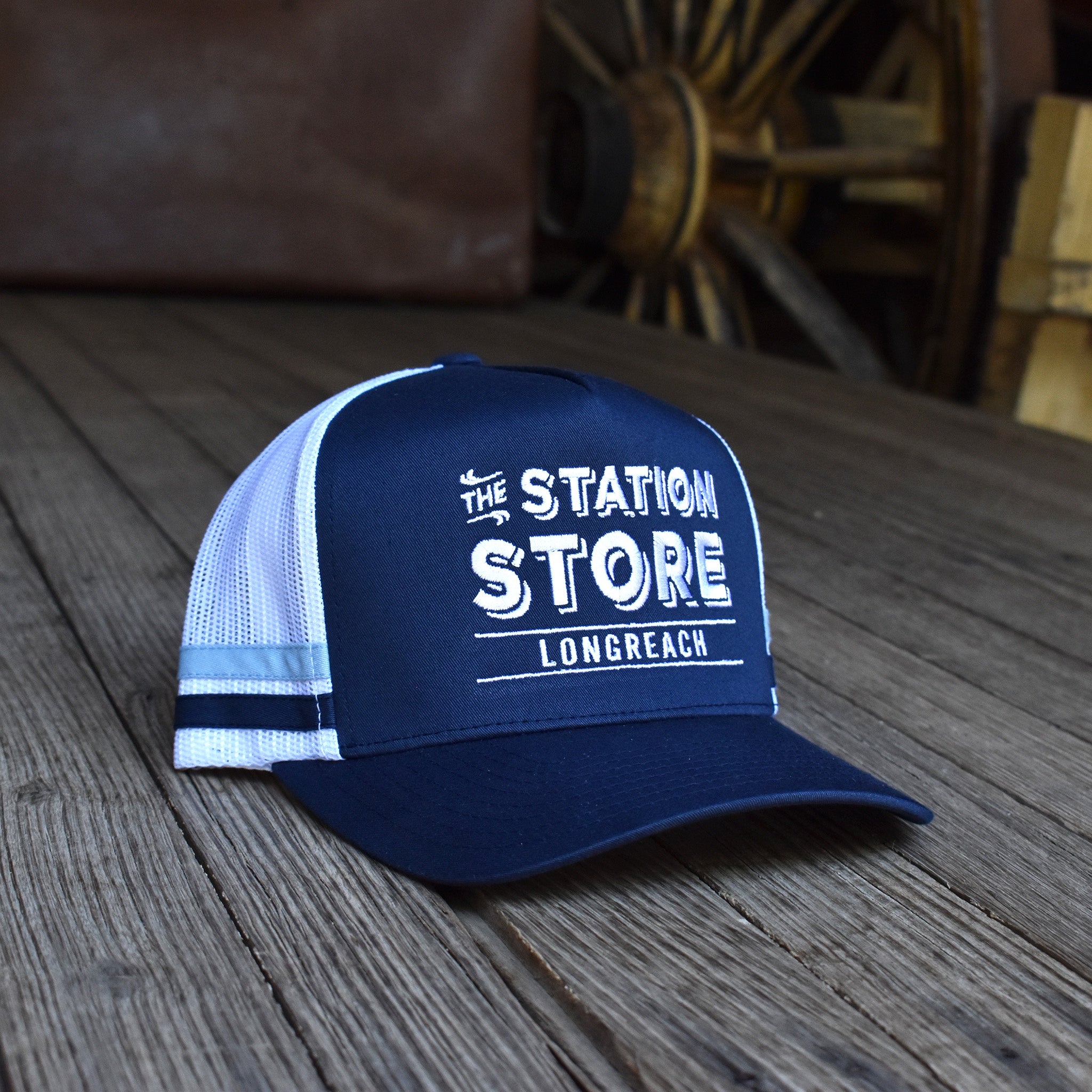 Navy Country Truckers Cap with white embroidery