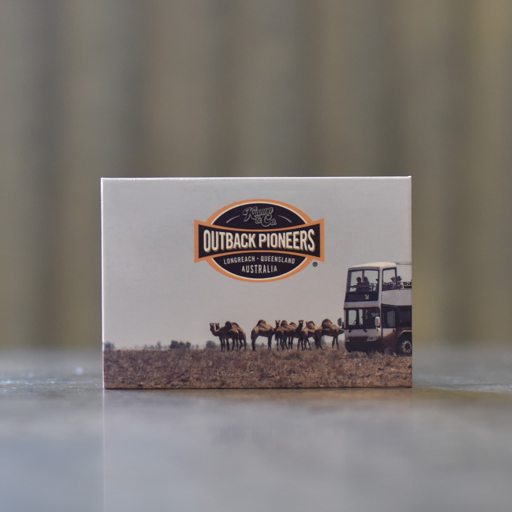 Outback Pioneers Magnet, Nogo Station, Camels and safari bus.