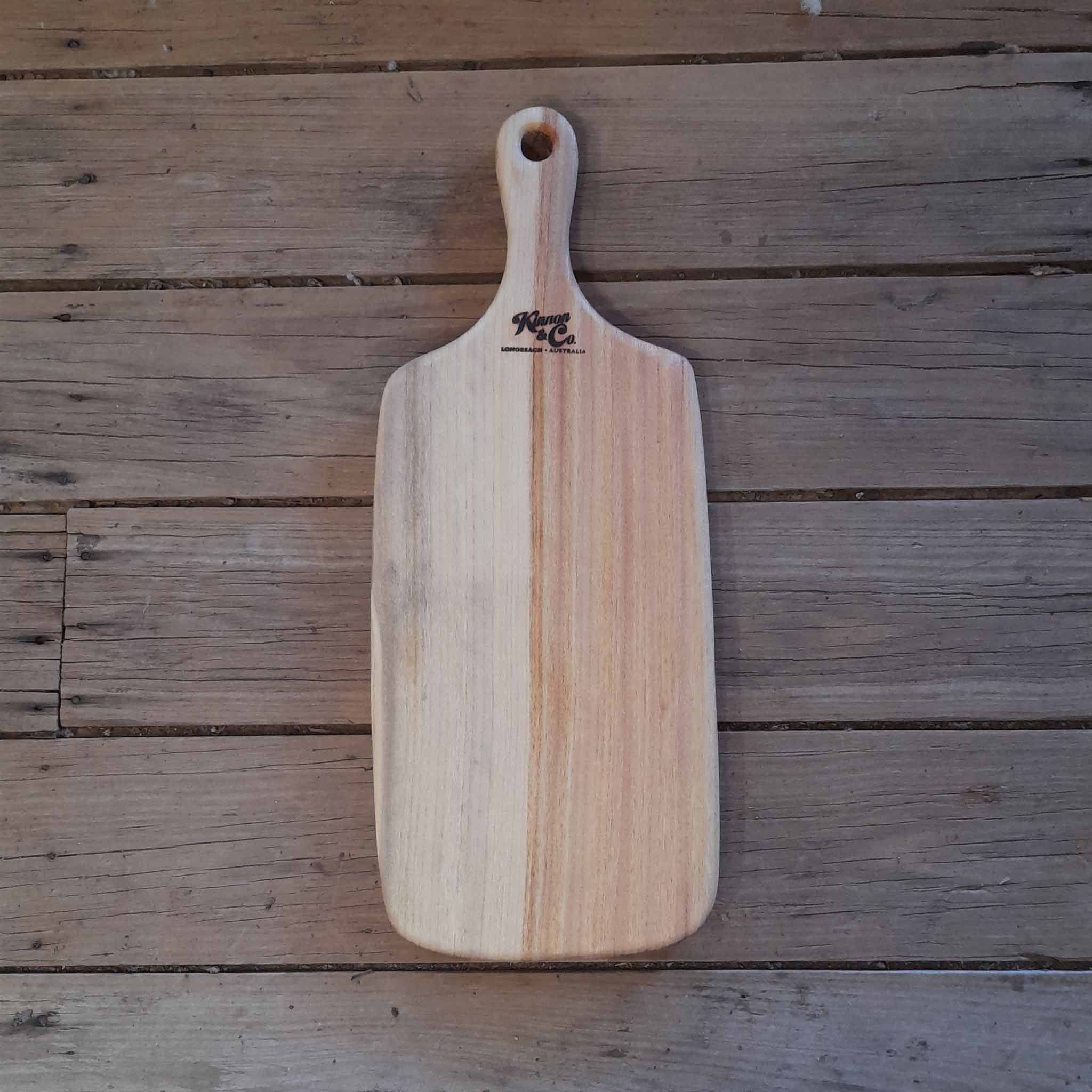 Kinnon and Co branded Large Camphor Laurel Paddle Board with hole 