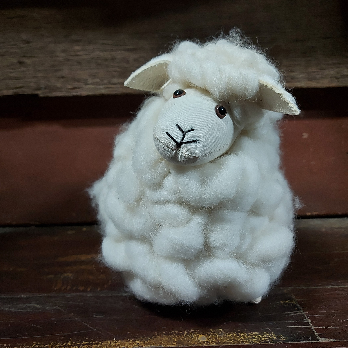 Soft Toy Sheep Handmade with noise. Front view